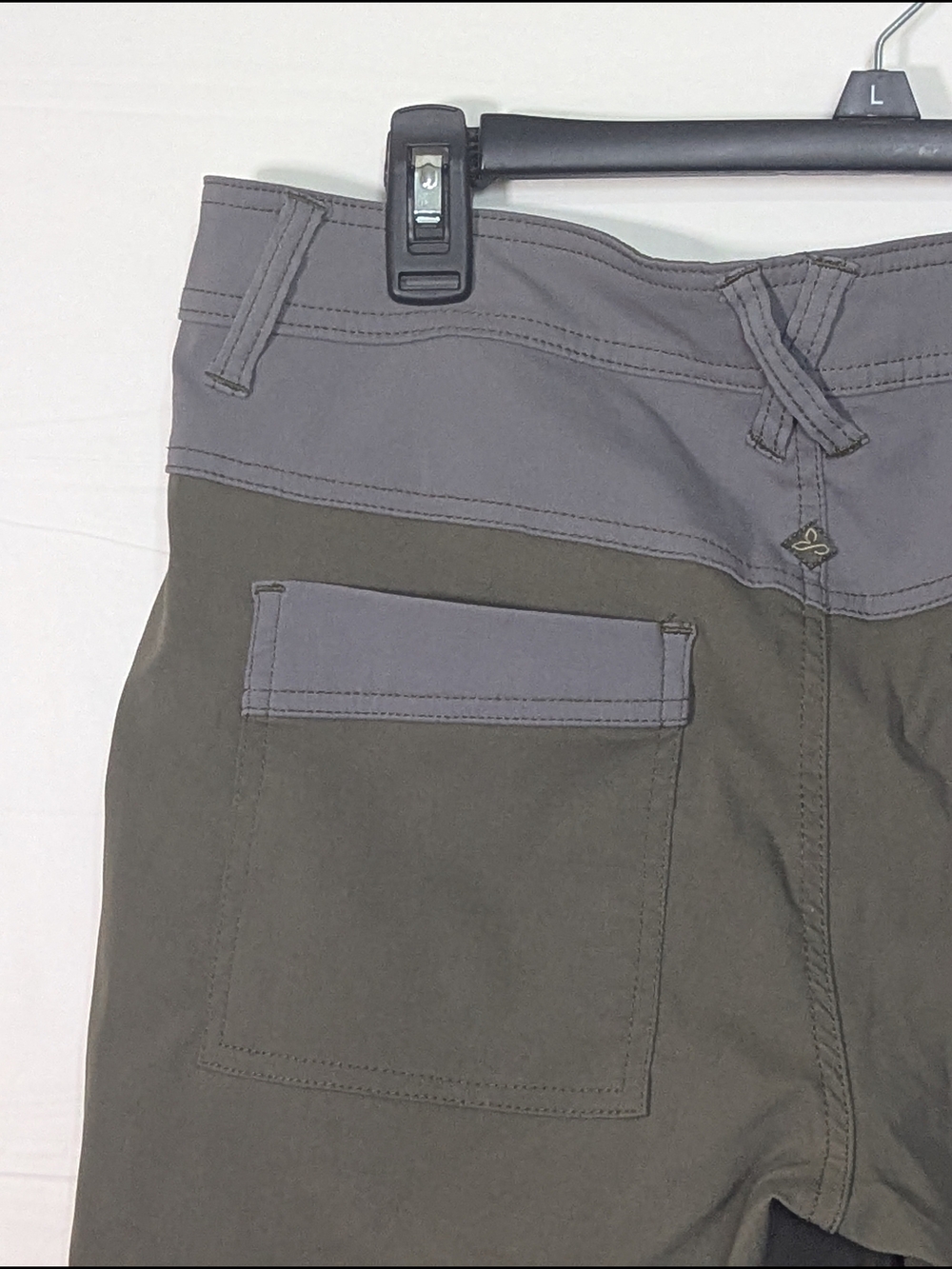 PrAna Women's Hiking Shorts Size 10 Gray Olive Stretch Outdoor Trail Casual - Picture 10 of 12